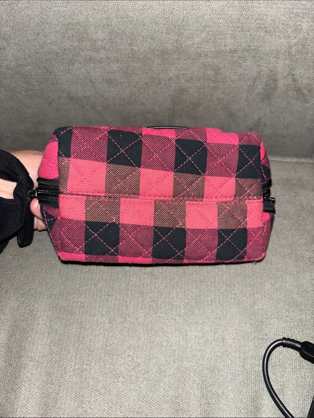 Vera Bradley Red and Black Buffalo Plaid Quilted Cosmetic Case